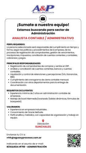 BÚSQUEDA #798 - ADMINISTRACIÓN
